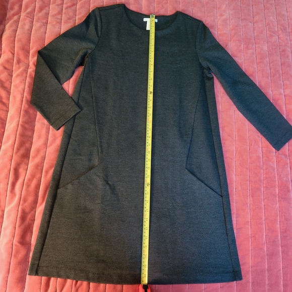 H&M Double Lined Smart Casual Long Sleeve Crewneck Grey Dress - Picture 5 of 6